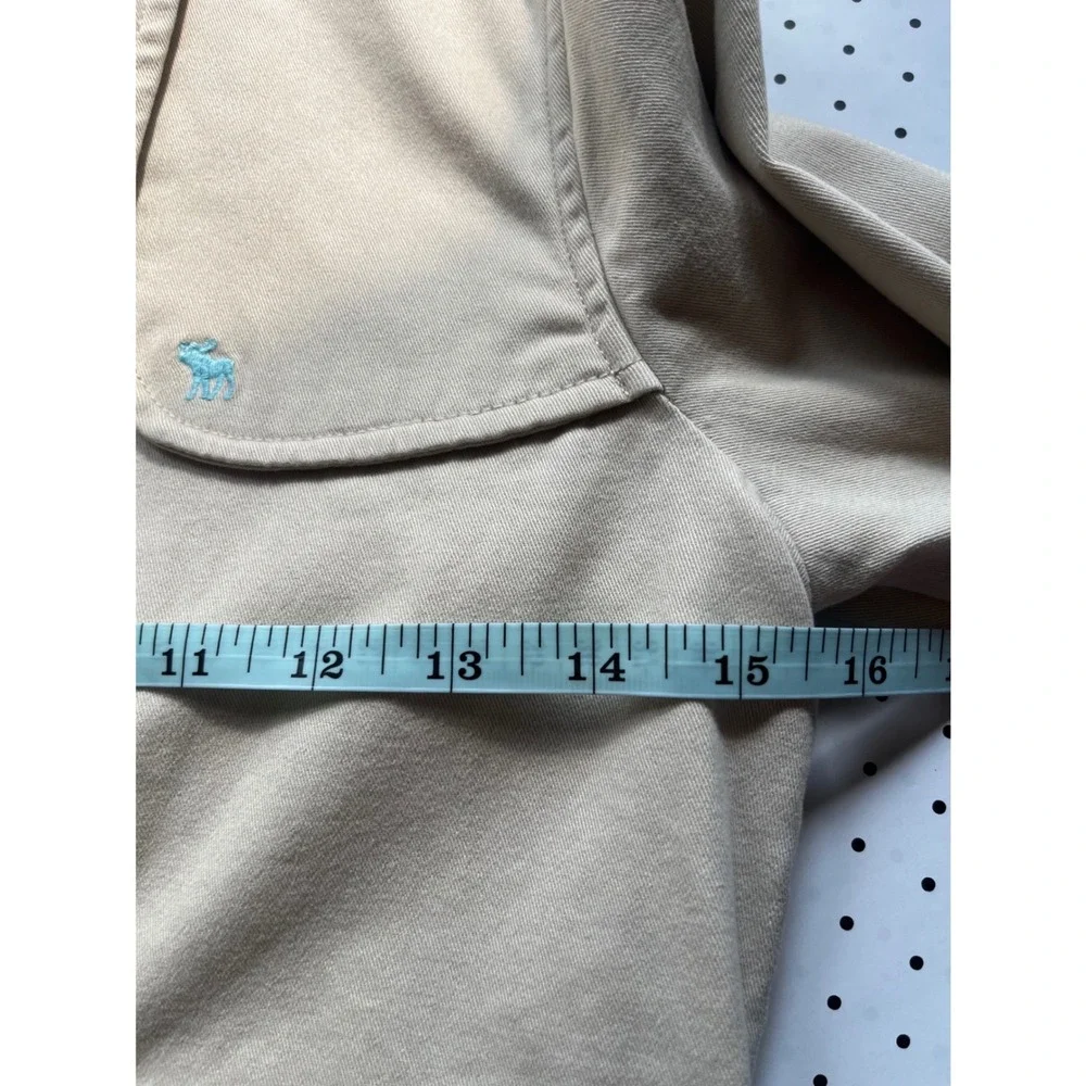 Abercrombie Kids Beige Bomber Jacket Girls Medium Zip Front Preppy Y2K Outerwear